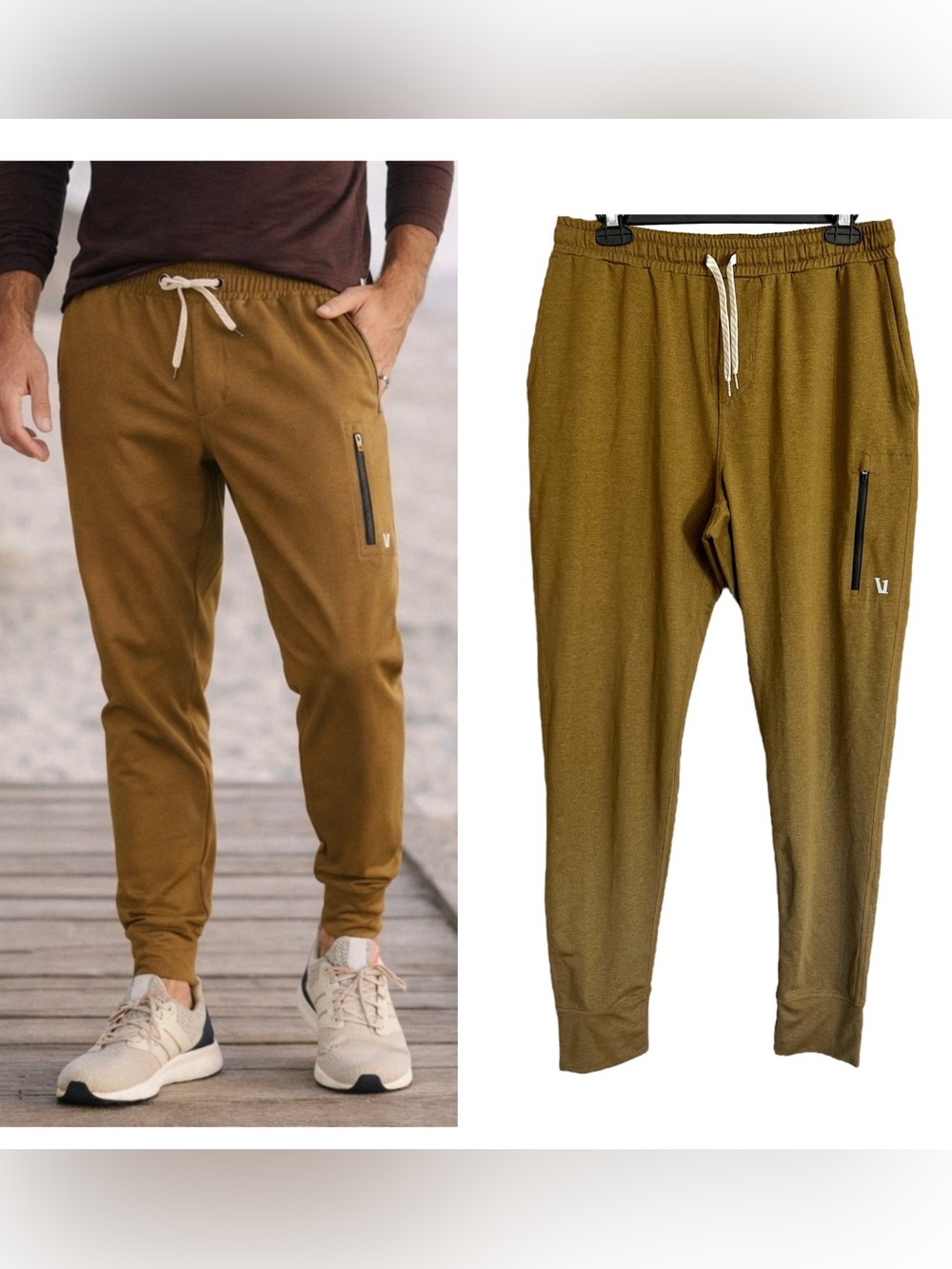Vuori men’s Sunday Performance jogger pant tobacco mustard brown sz M